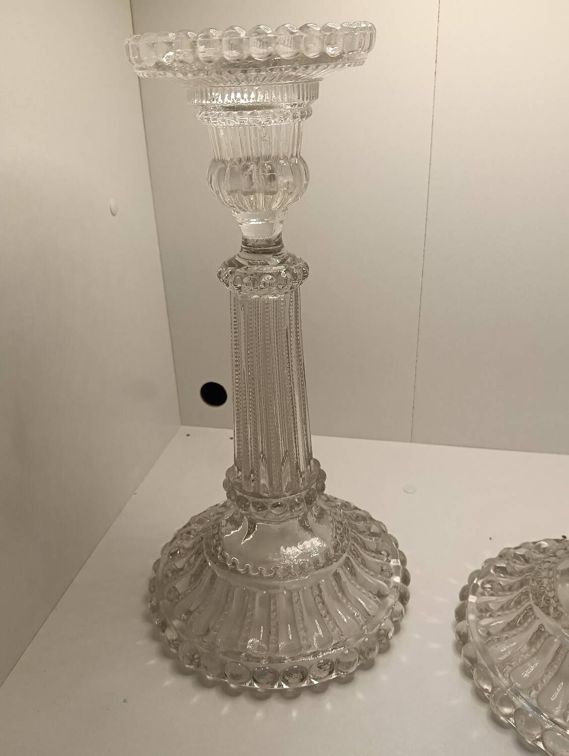 Pair of vintage glass candlesticks