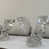 pair of crystal candlesticks signed Schneider 1970