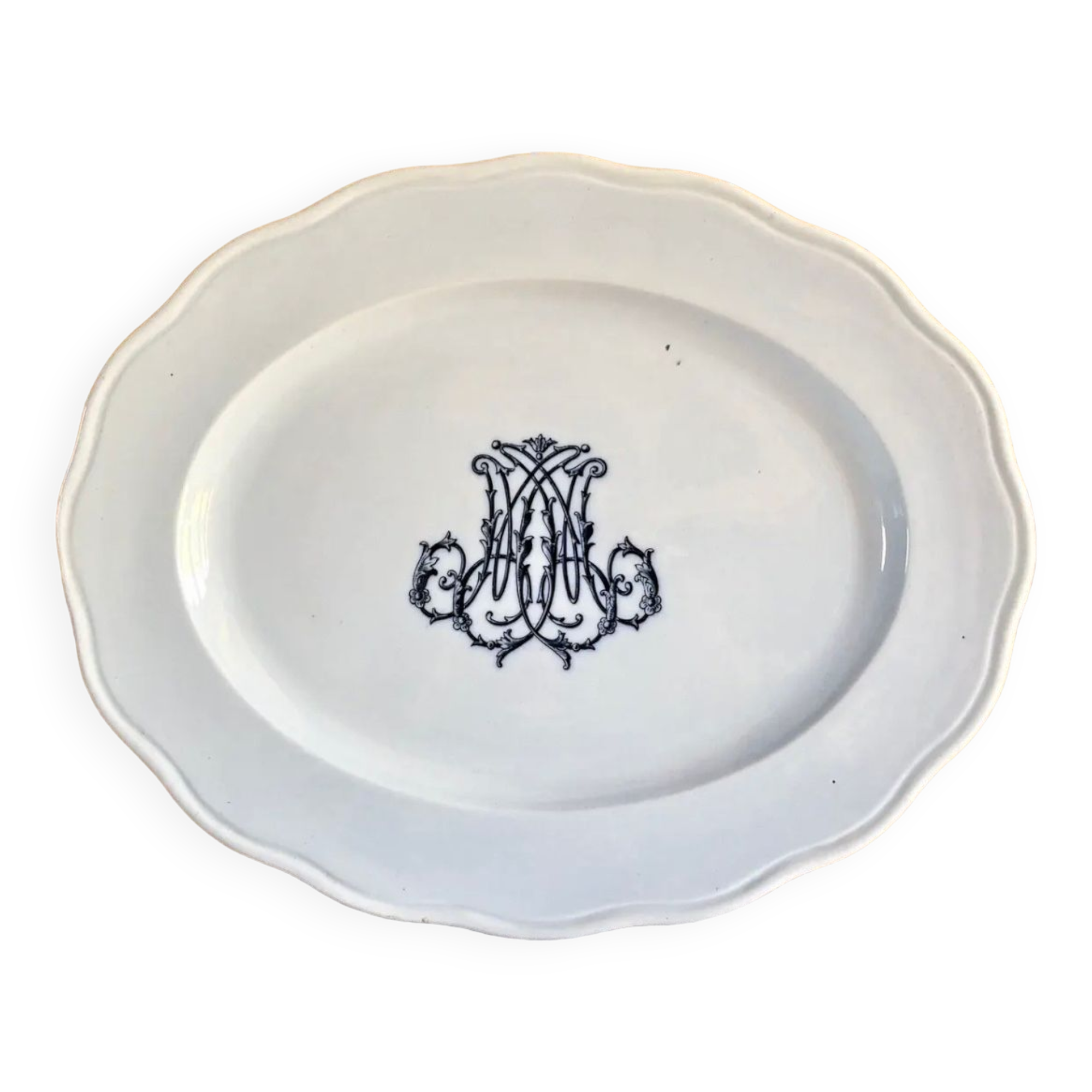 Old large oval dish Brown Westhead Moore & co monogram XIX