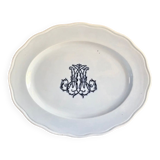 Ancien grand plat ovale Brown Westhead Moore & co monogramme XIX