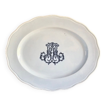 Ancien grand plat ovale Brown Westhead Moore & co monogramme XIX