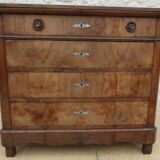 Antique chest of drawers with 4 drawers of Epoque Louis Philippe in solid walnut wood and walnut veneer - Totalme
