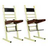 Pair of vintage 70s stools in iron and wood italian design