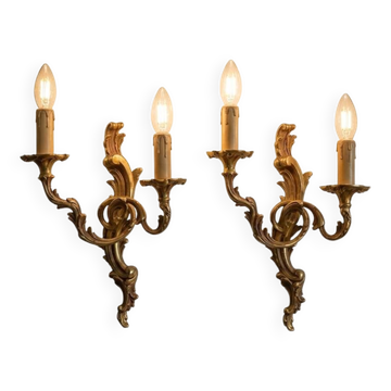 Pair of Louis XV style bronze wall sconces