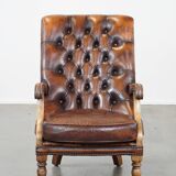 Fauteuil chesterfield en cuir de vache anglais
