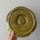 Lot de 3 assiettes à huîtres vintages en barbotine verte Sarreguemines
