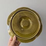 Set of 3 vintage green Sarreguemines majolica oyster plates.