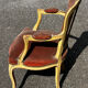 Louis XV cabriolet armchair, patinated wood and antique velvet.