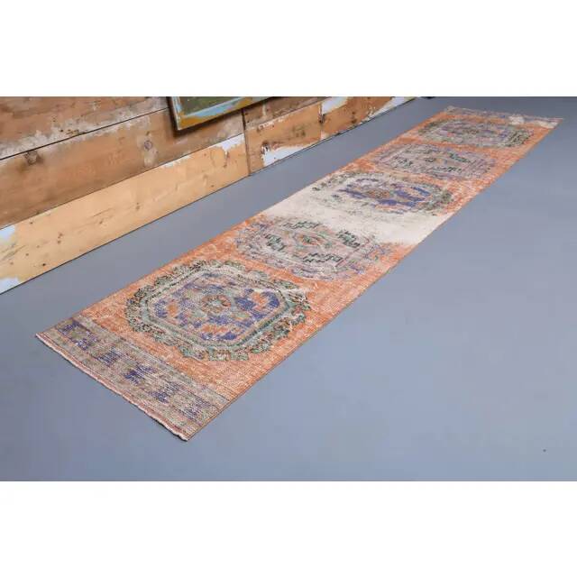 1970s Turkish Hand-Knotted Runner Rug 82x338