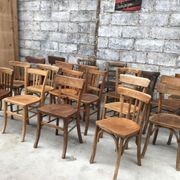 Set of 20 curved wooden bistro chairs