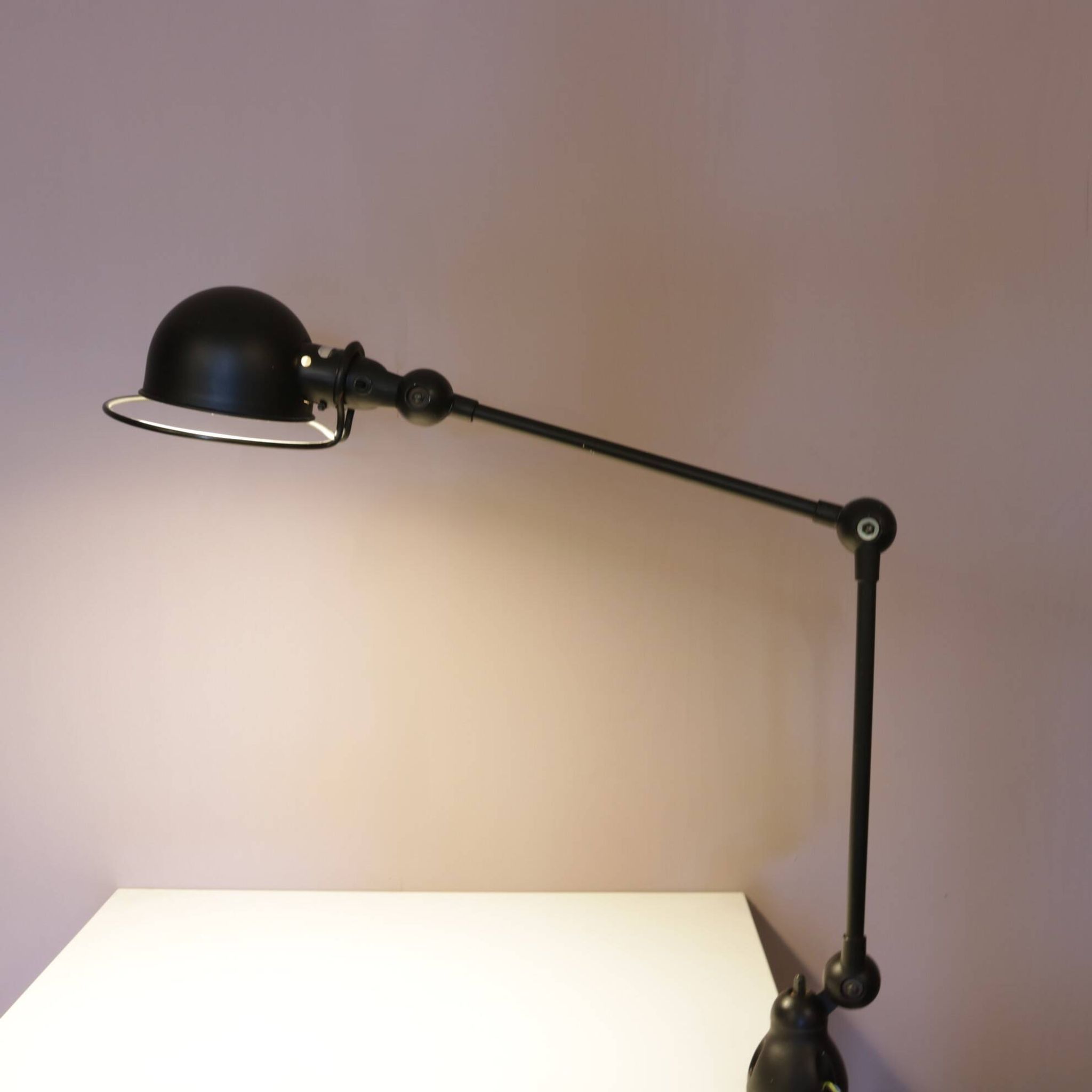 1950s Table clamp lamp in black metal, recent edition model SI332/ Jieldé,