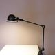 1950s Table clamp lamp in black metal, recent edition model SI332/ Jieldé,