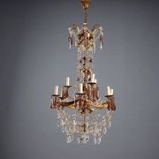 Antique bronze and crystal chandelier with 12 lights, Italy, 20th century.
