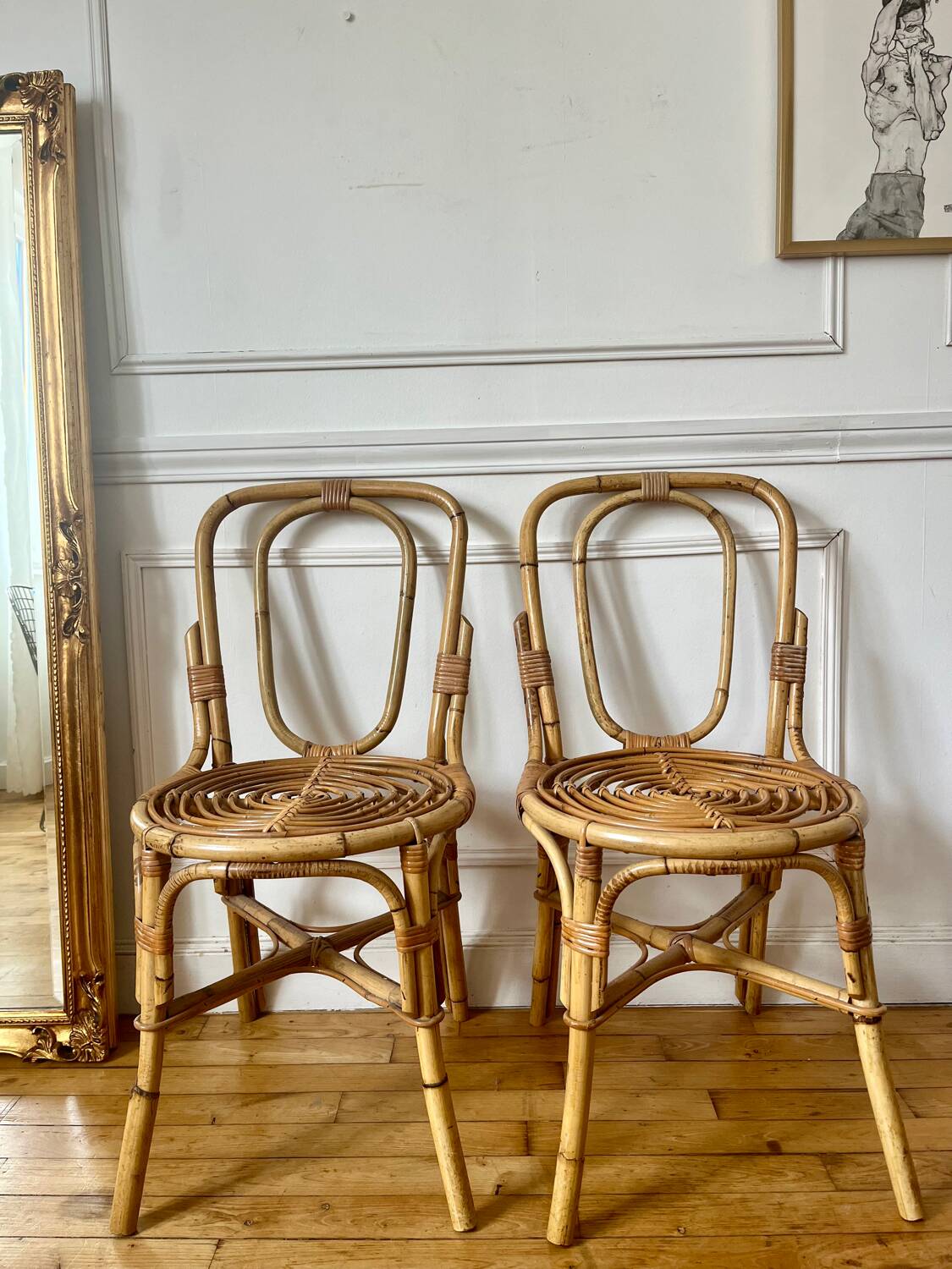 Pair of vintage rattan chairs