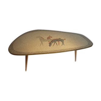 Table basse en mosaïque motif chevaux