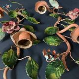 Pair of painted sheet metal flower sconces, Italian, 1960