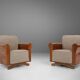Un ensemble de 2 beaux fauteuils Art Déco avec revêtement gris, France, 1930