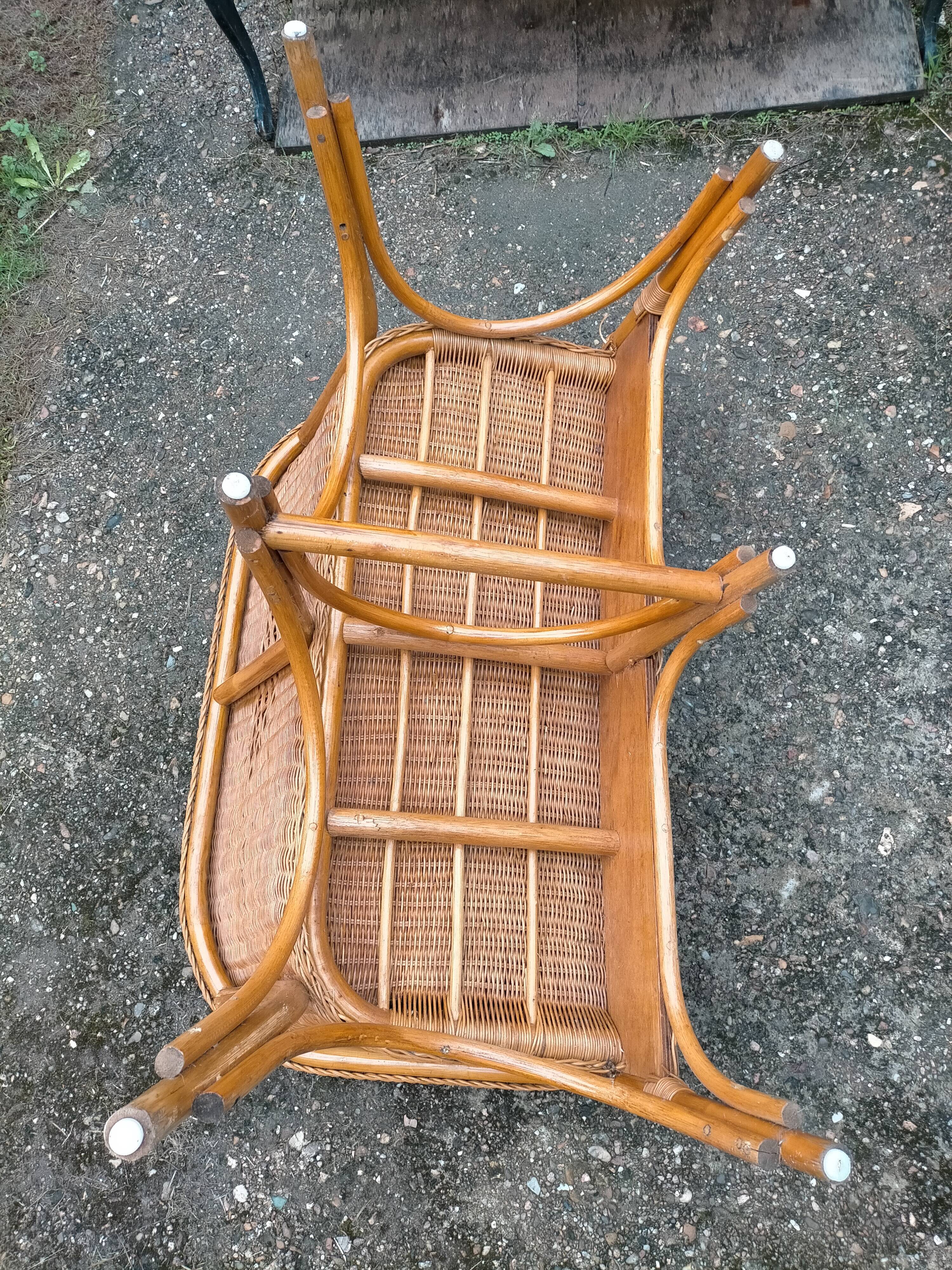 Vintage rattan bench