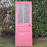 Series of 9 old communication doors, solid wood, both solid and glazed.