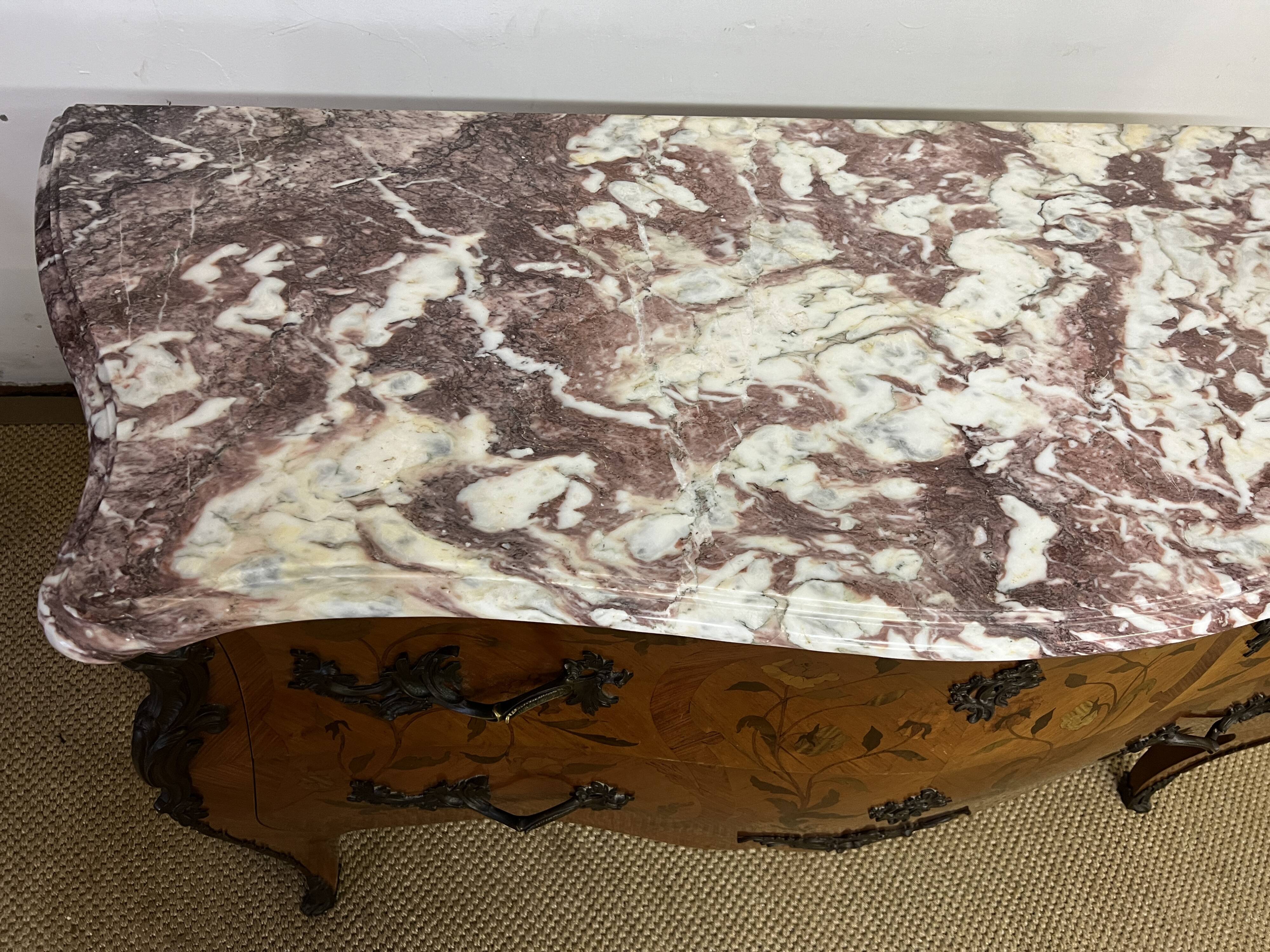 Louis XV style inlaid chest of drawers