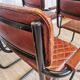 Set of 6 Vintage Cognac Leather Dining Chairs: Quilted Industrial Armchair