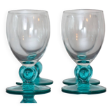 Lot de 4 verres à pied verts, made in france, by luminarc