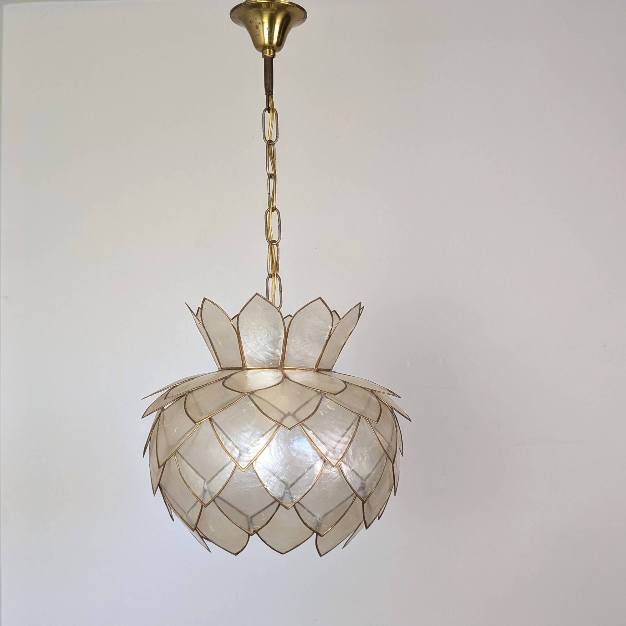 Pair of Lotus mother-of-pearl pendant lights