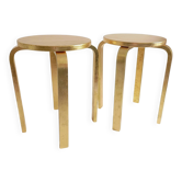 1990s IKEA Frosta Stools in the Style of Alvar Aalto, Gold Leaf Covered