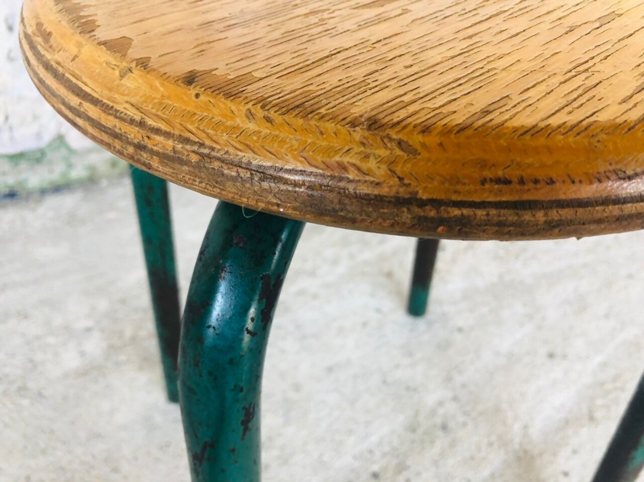 Vintage wood and metal stool circa 60's