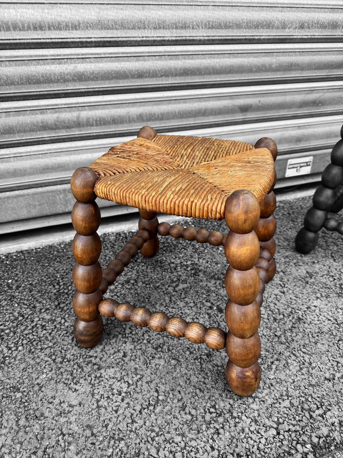 Pair of French rustic low stools, 1960s