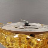 Vintage ceiling lamp in brass and golden/champagne crystal glass 1960s