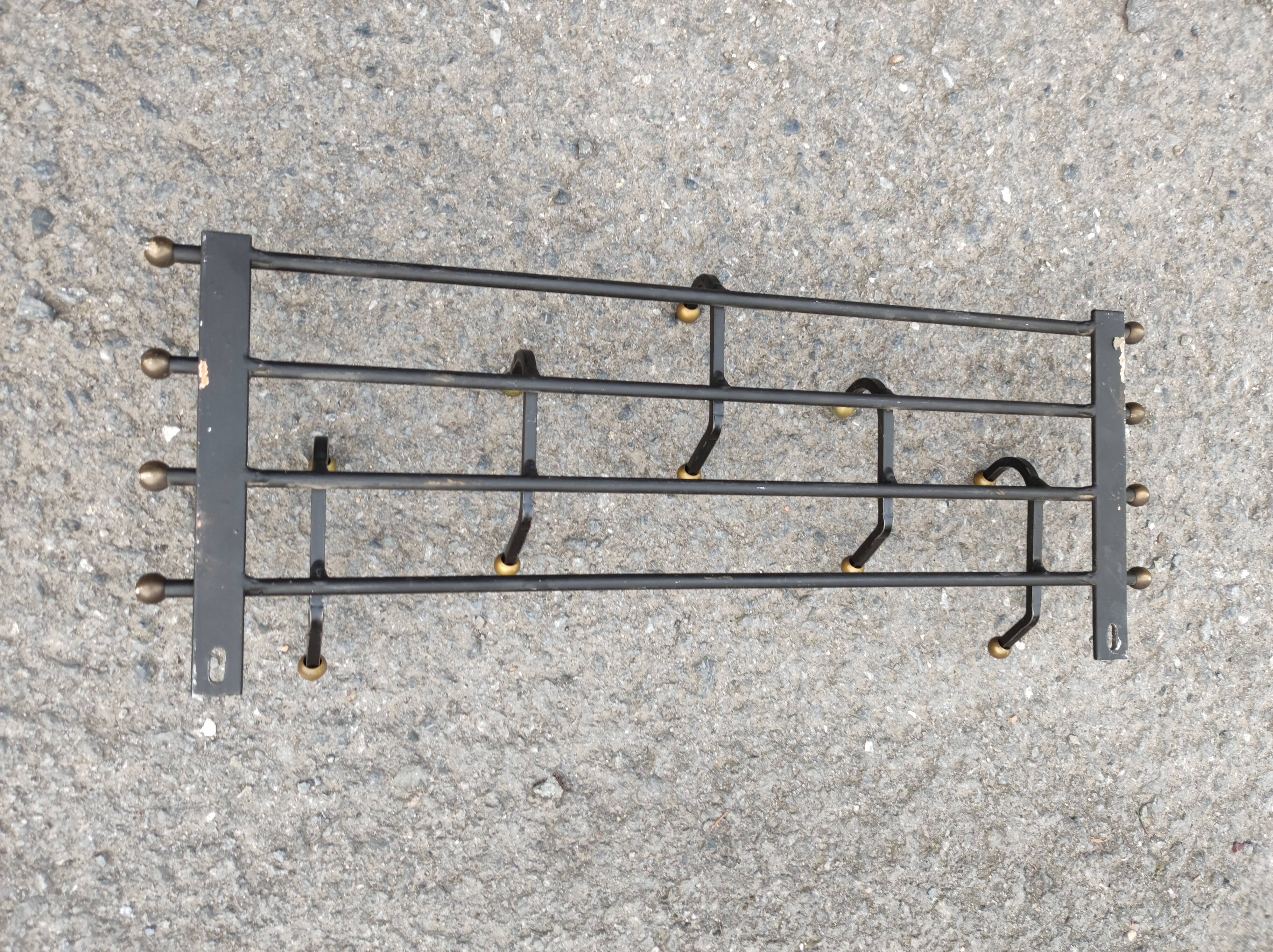 Coat rack steel hooks brass brass vintage