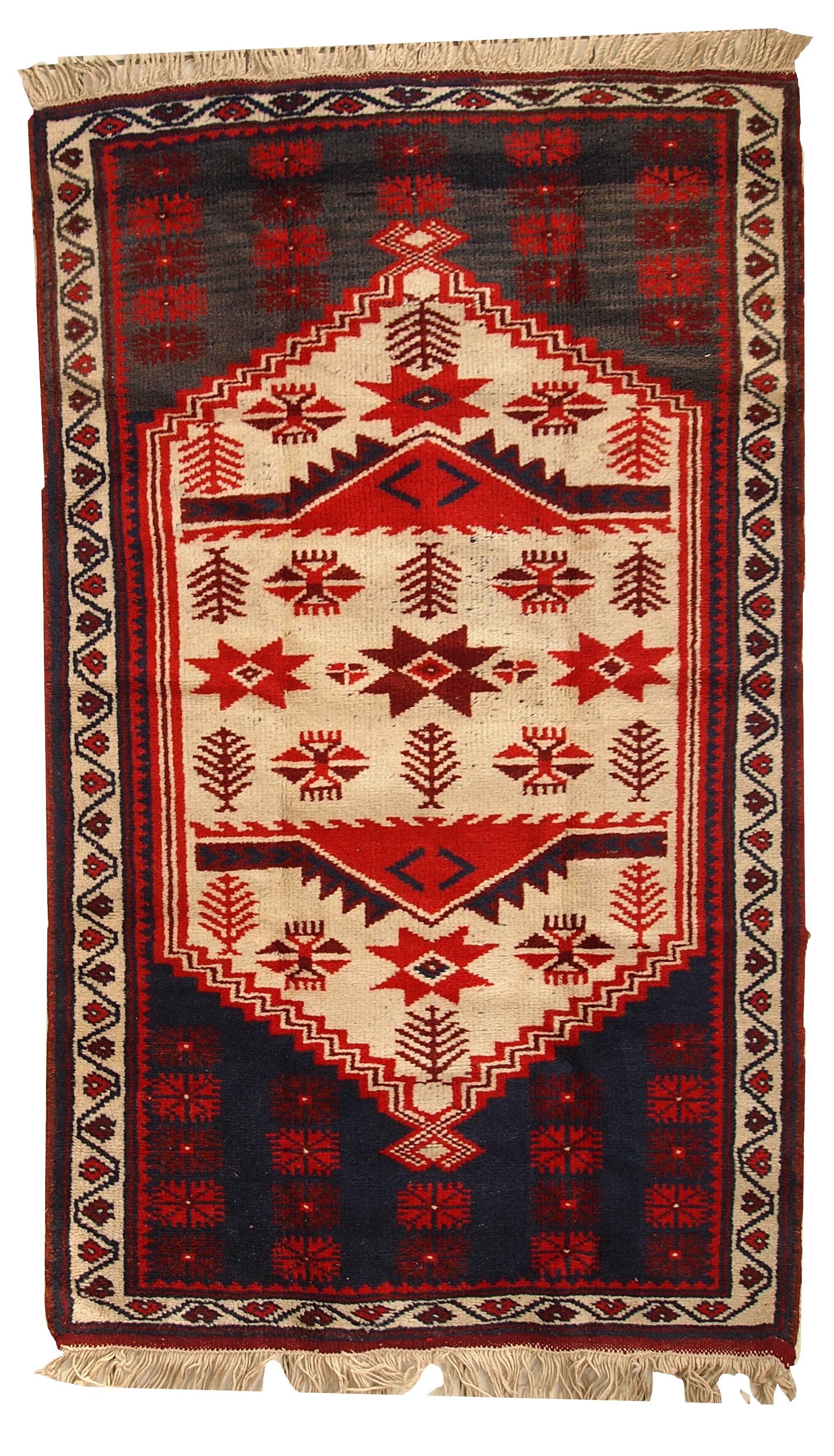 Tapis vintage fait main Anatolien turc 87cm x 145cm (1970s)