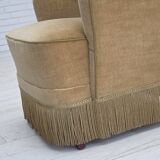 1970s, Danish highback armchair, light green furniture velour.