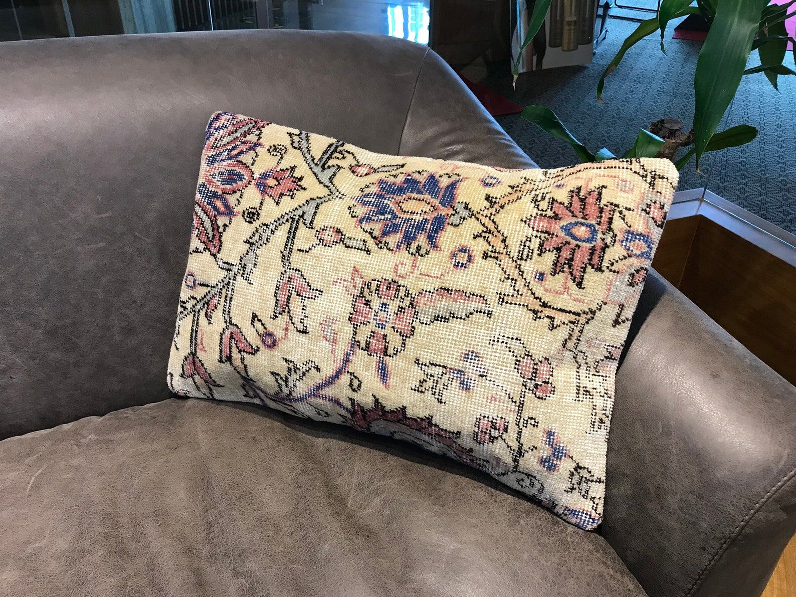Turkish Carpet Floral Lumbar Pillow 40x60cm