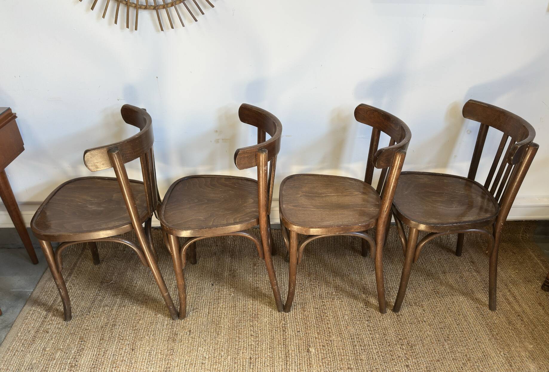 4 bentwood bistro chairs – slatted back – Baumann style