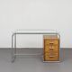 Cova Milano rationalist desk in walnut, tubular steel and glass, 1940s