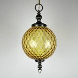Vintage yellow Murano sphere pendant lamp, Italy, 1970s.