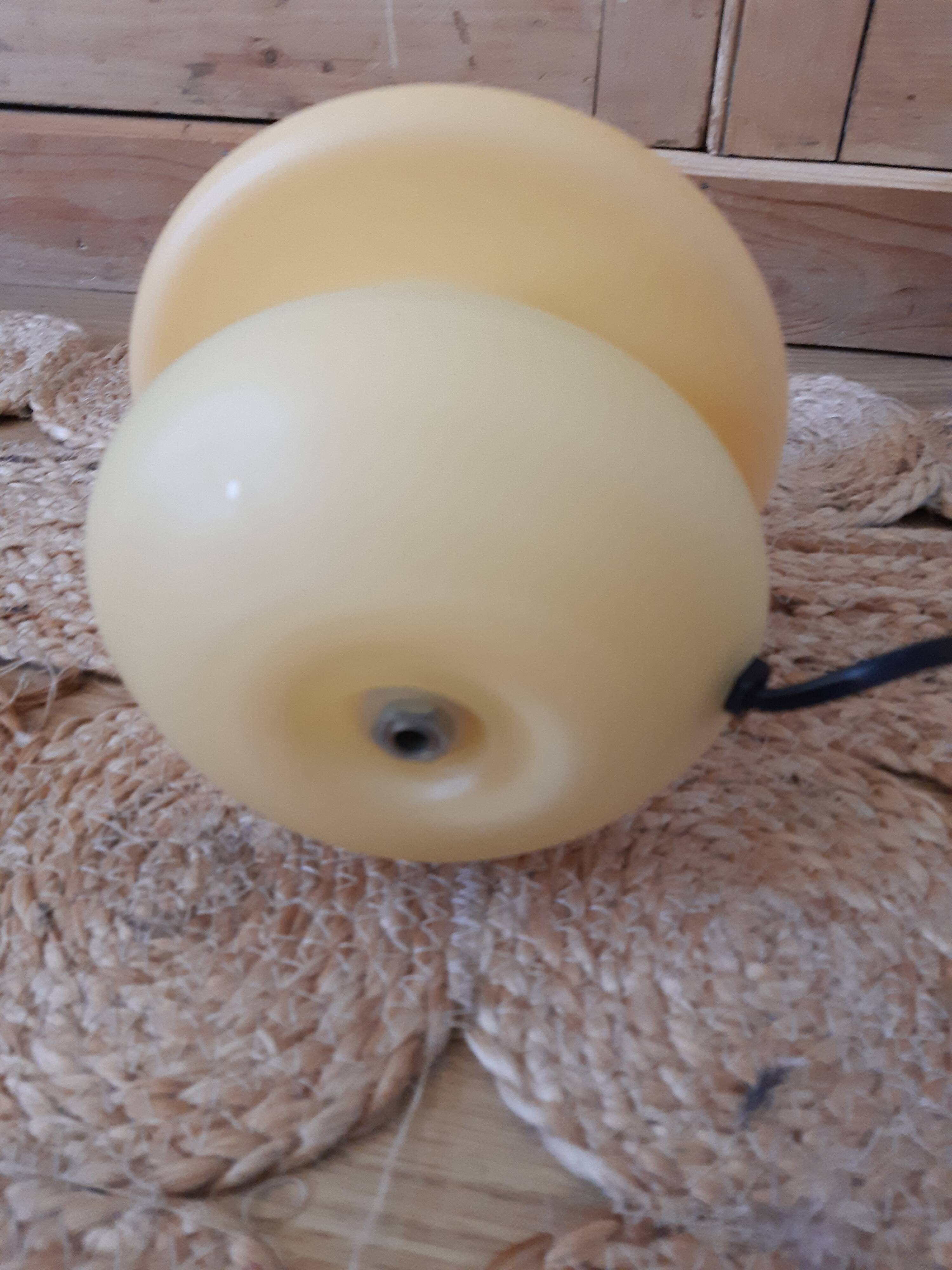 Pale yellow glass mushroom bedside lamp