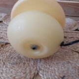 Pale yellow glass mushroom bedside lamp