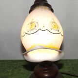 Lampe en bois et verre opalin