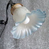 Adjustable lamp in painted metal with frosted glass tulip