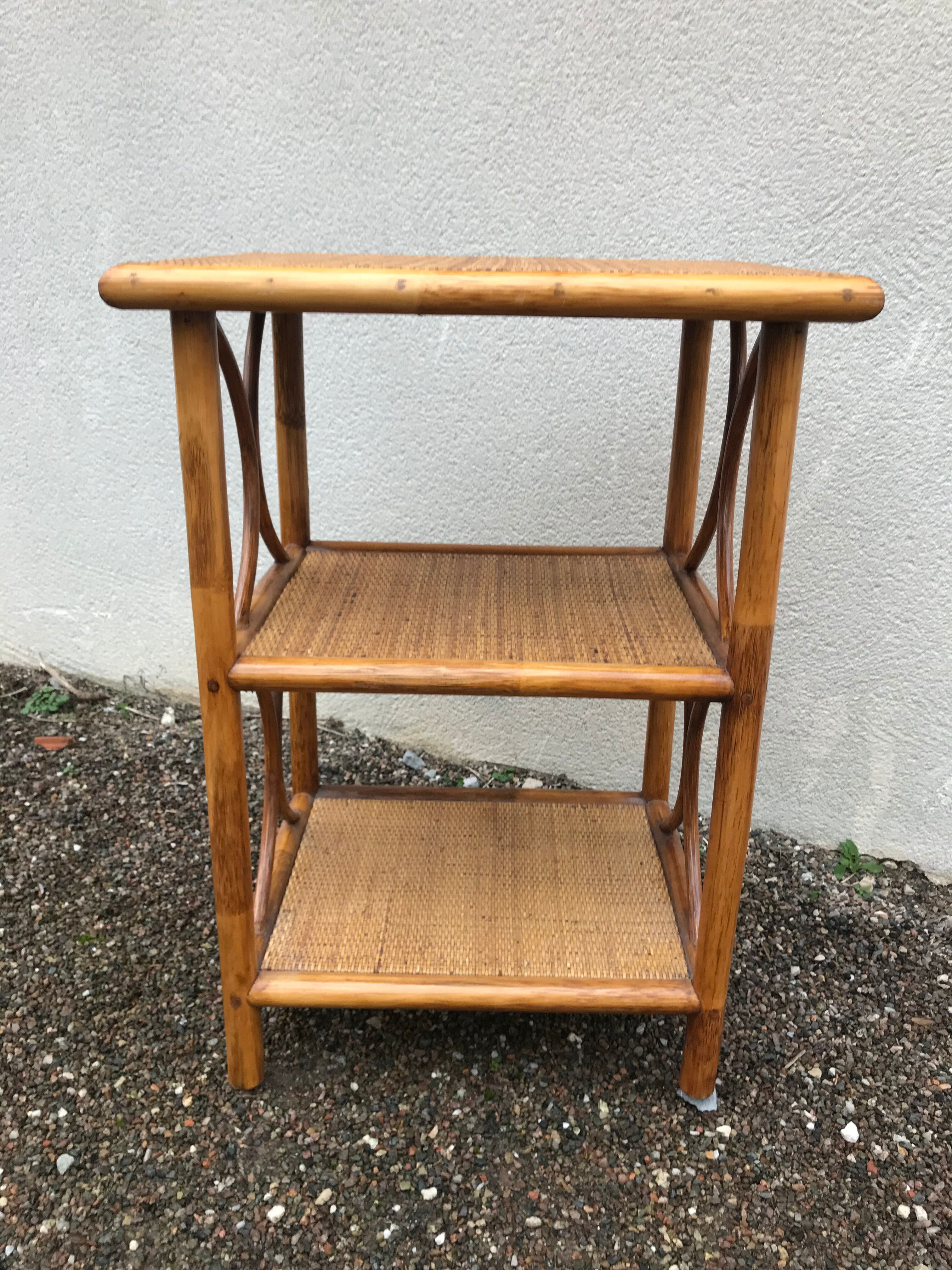 Vintage rattan bamboo shelf