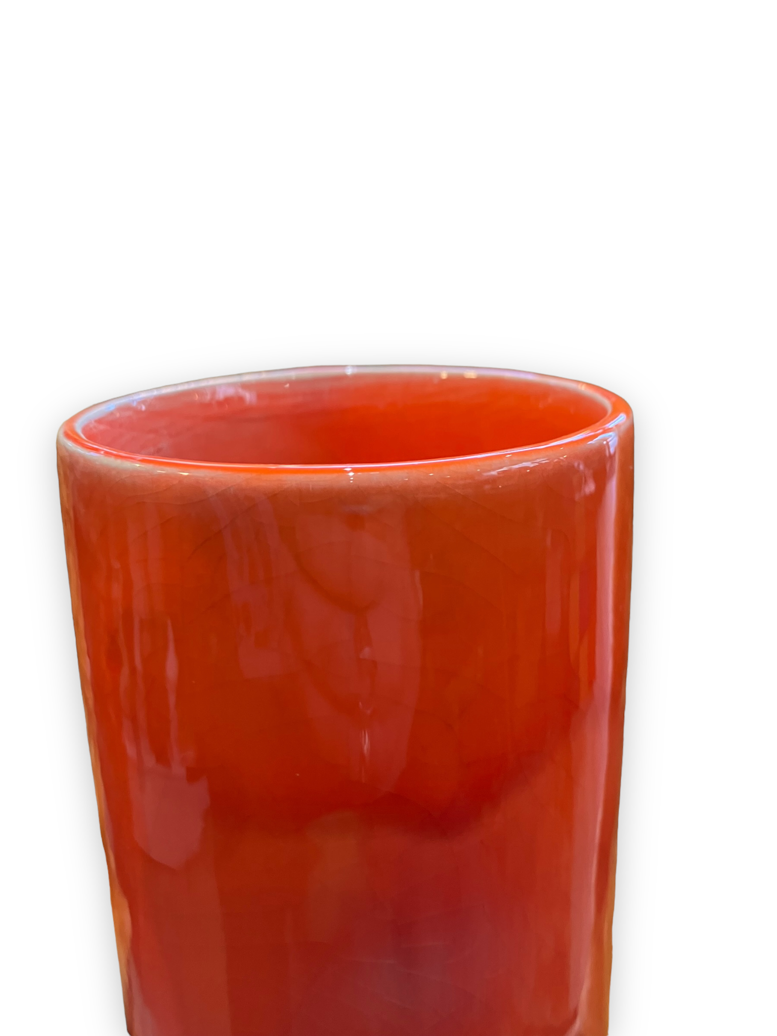 Vase ceramic glazed glazed orange, Pottery Of The Marais