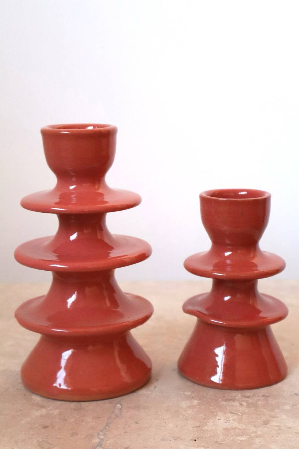 Dark pink ceramic colored candle holder