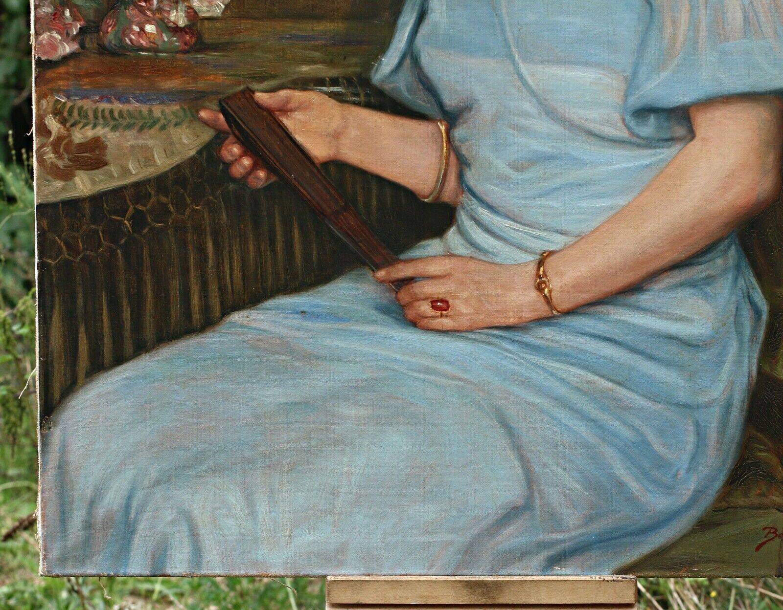 Grand portrait de jeune femme aux fleurs 1904, huile sur toile