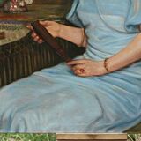 Grand portrait de jeune femme aux fleurs 1904, huile sur toile