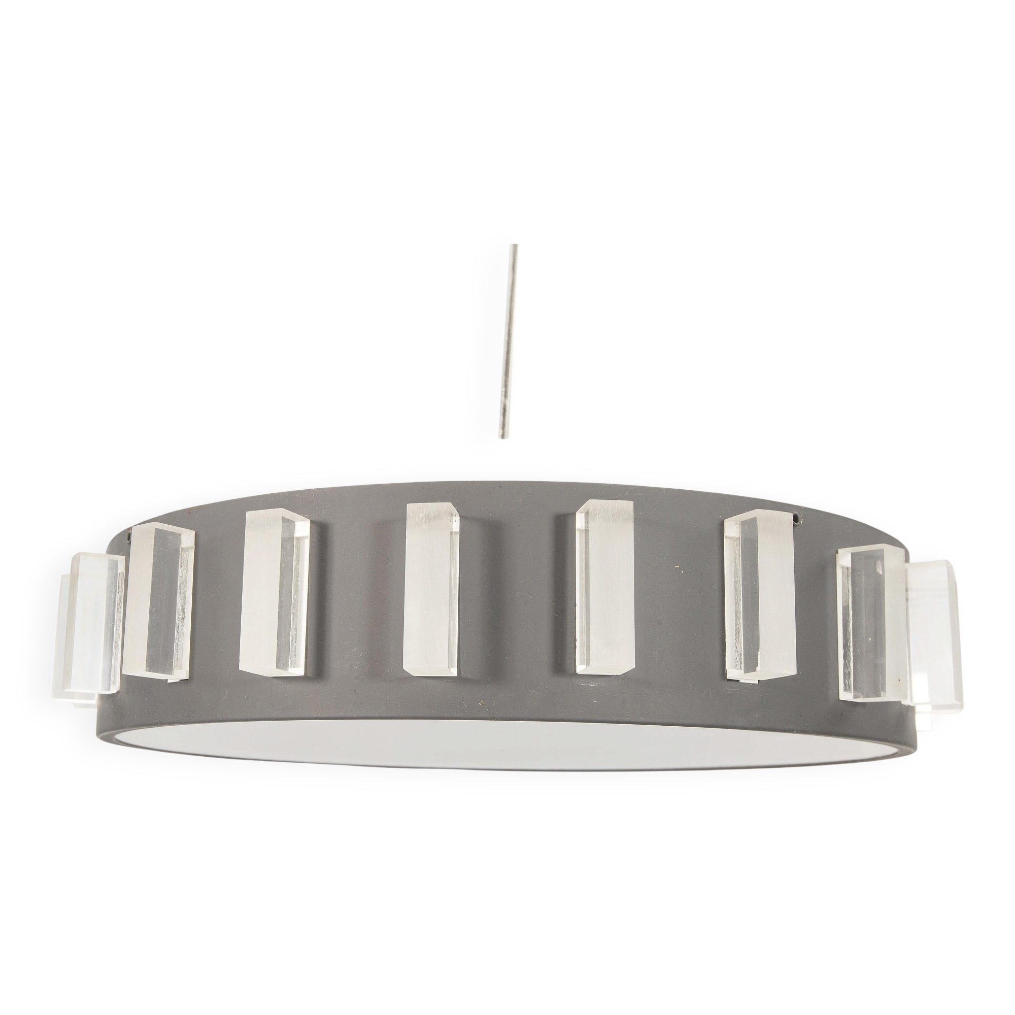 Metal and plexiglass ceiling light Anonymous Sweden 1970