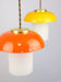 Mid-century Glass & Brass Mushroom Pendant Lamp, set of 2