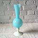 Grand VASE décoratif rétro pied opaline bleue, vase vintage Italie